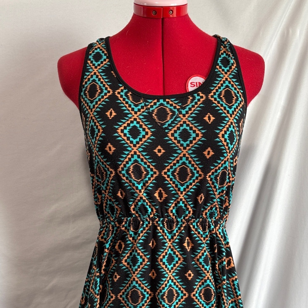 Xhilaration Black and Teal High Low Dress - Picture 2 of 7